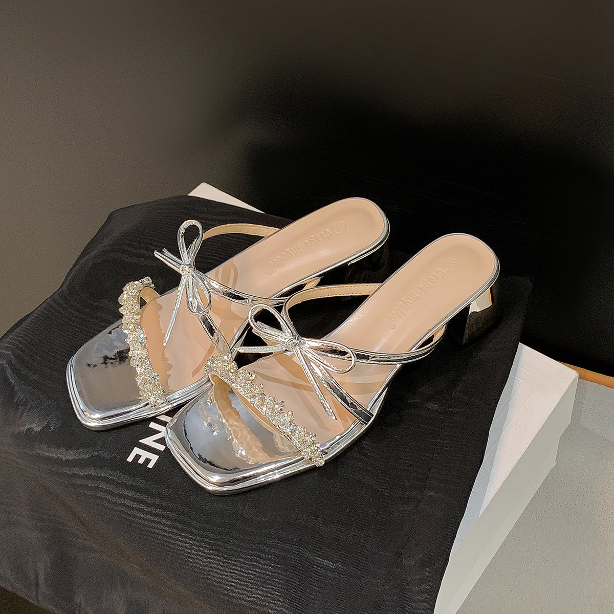 Crystal Butterfly Heel Slides