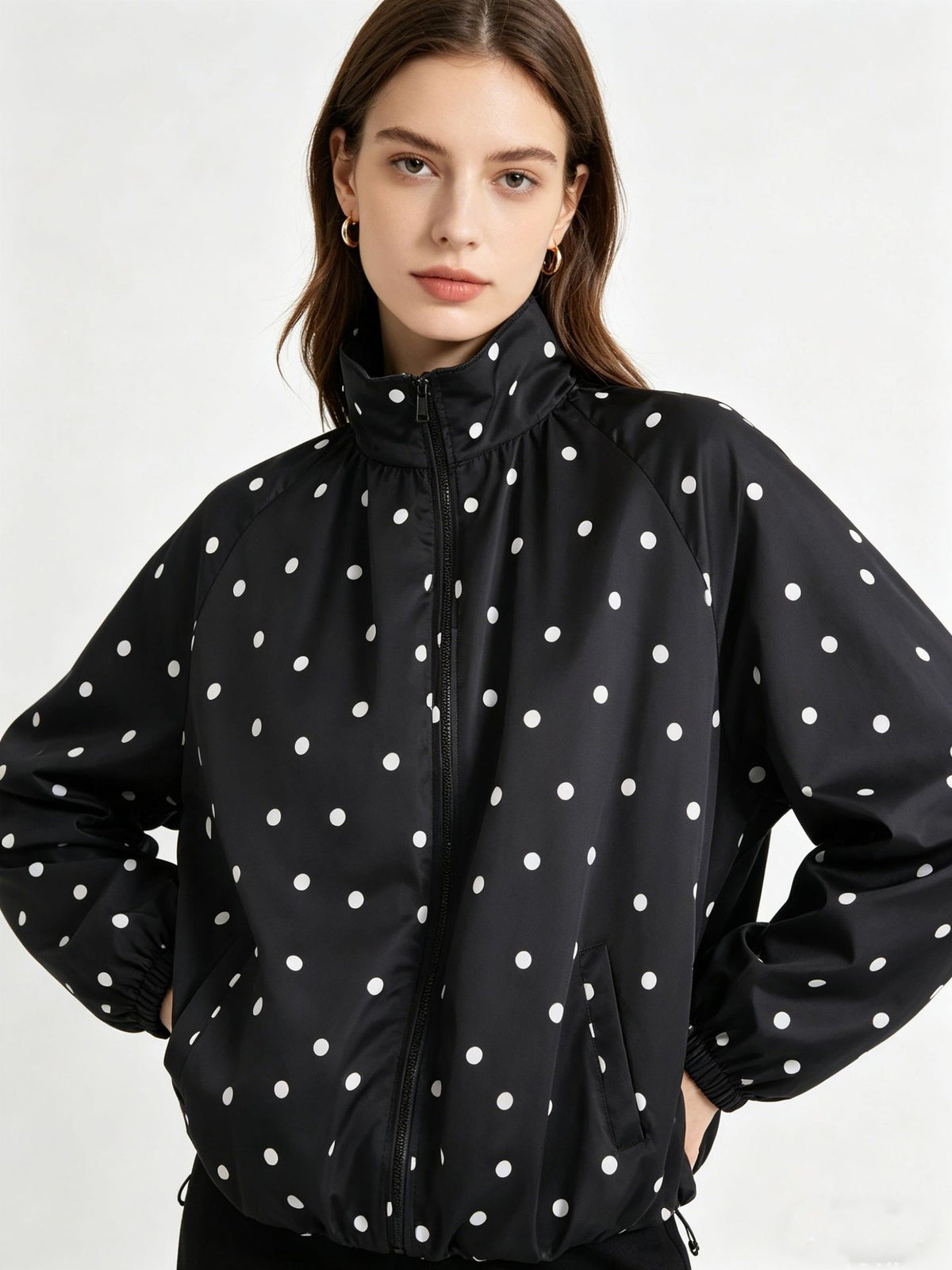 Women's Polka-Dot Stand-Collar Jacket