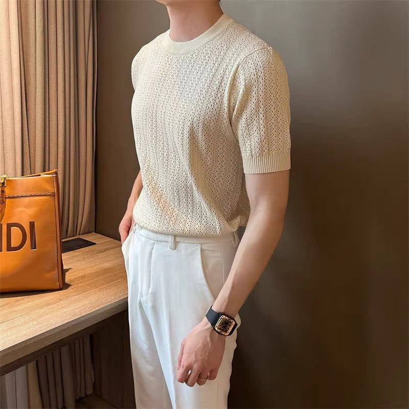 Men's Hollow-Knit Short-Sleeve Polo