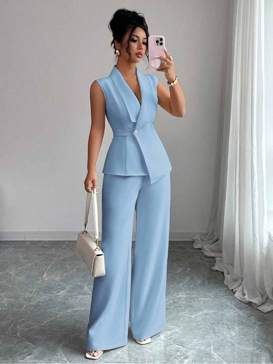 Blazer and Wide Leg Trousers Two Piece Set