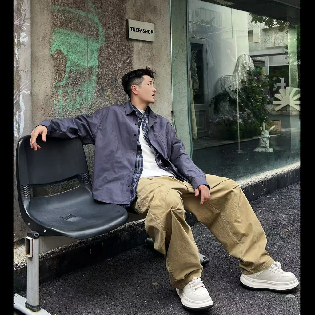 Oversized Two-Piece Collared Shirt Jacket