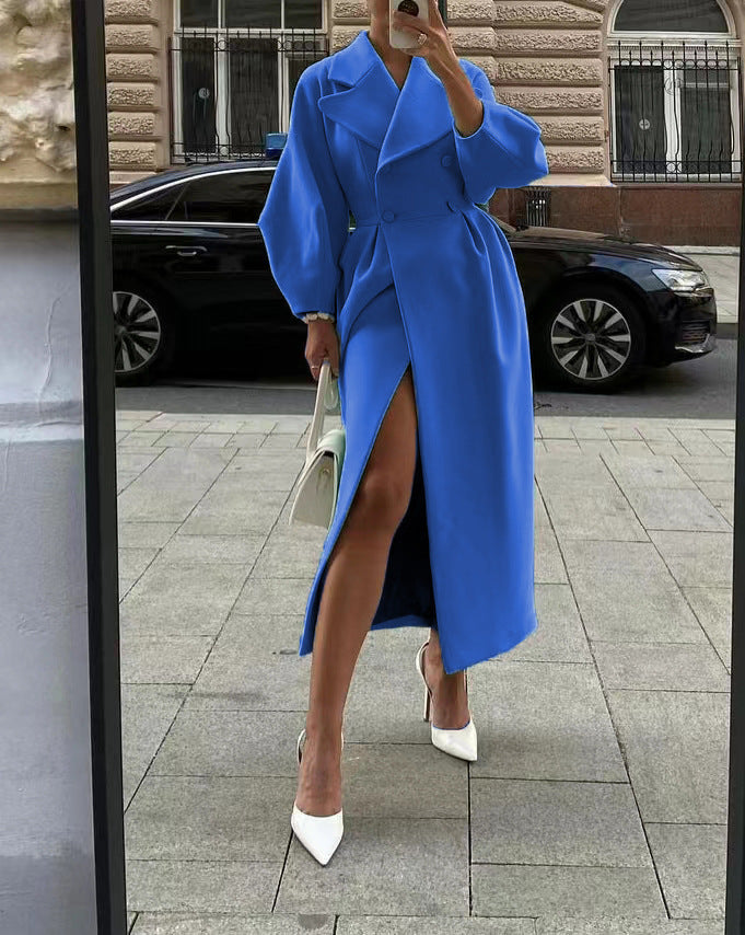 Elegant Double Breasted Long Coat