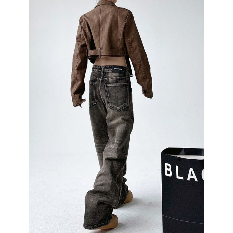 Cropped Faux Leather Jacket