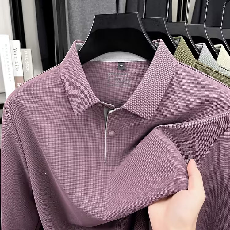 2026 summer new men's lapel solid color T-shirt casual and versatile fashion urban young men trendy short sleeves