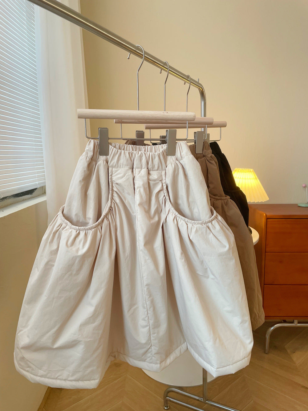 Girls' Warm Pocketed Cotton Skirt