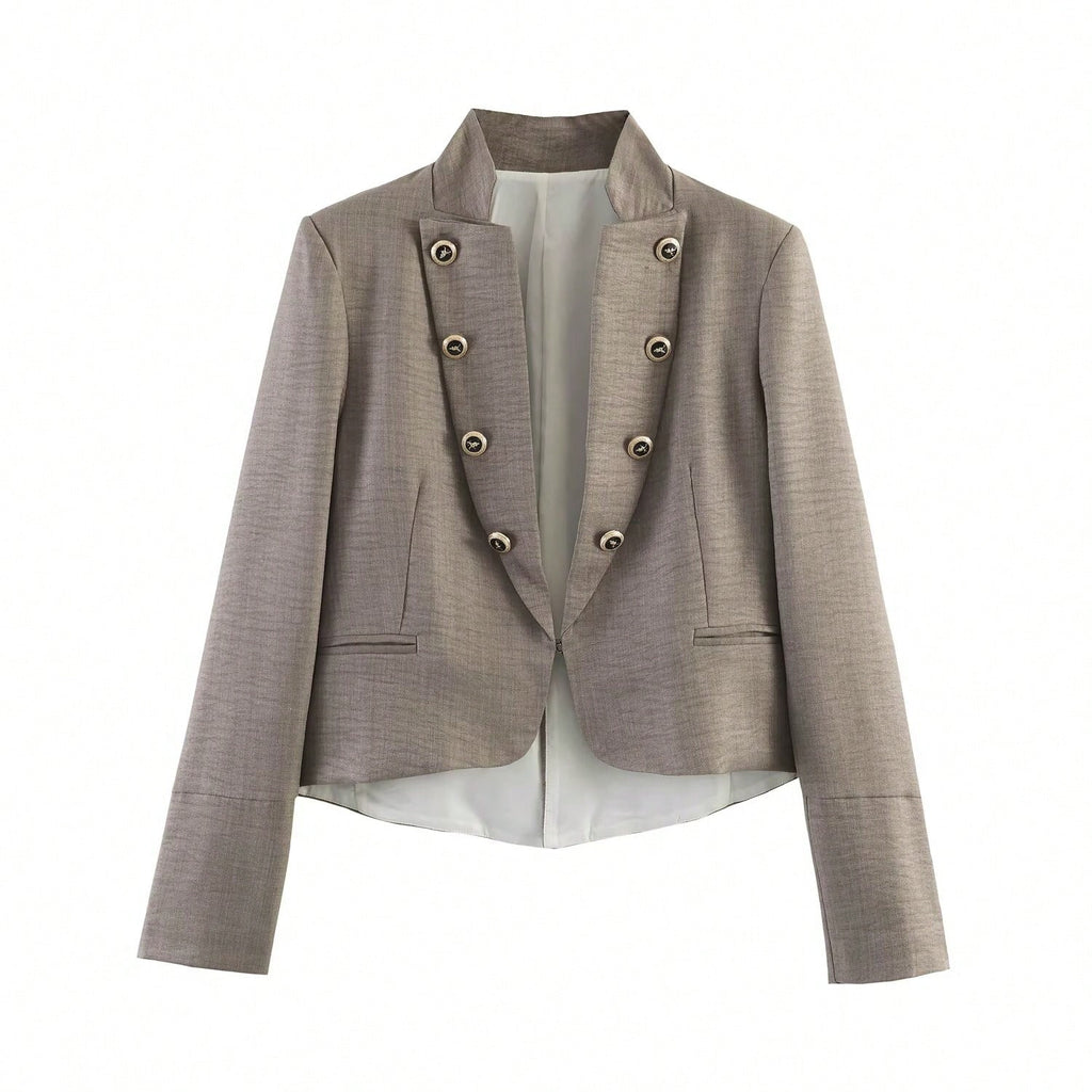 Women's Cropped Stand-Collar Blazer