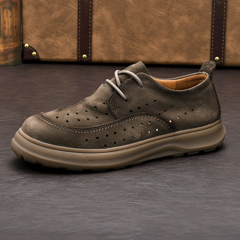 Perforated Leather Casual Shoes