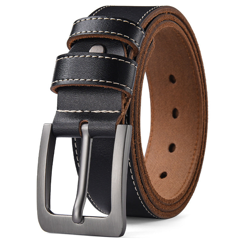 Genuine Leather Pin Buckle Belt