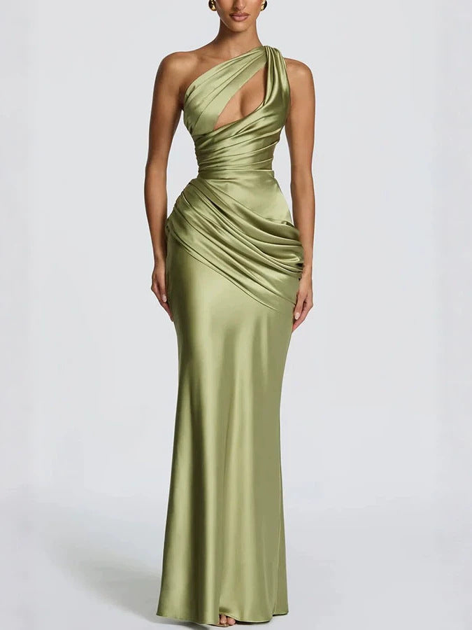 Asymmetric Satin Mermaid Dress