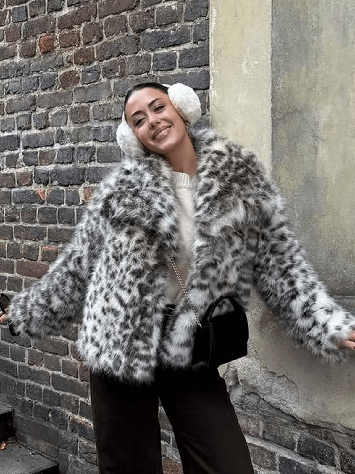 Women's Leopard Print Faux Fur Jacket
