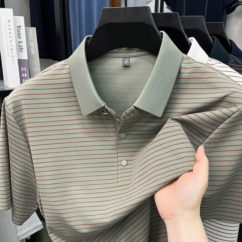 Striped Knit Polo Shirt