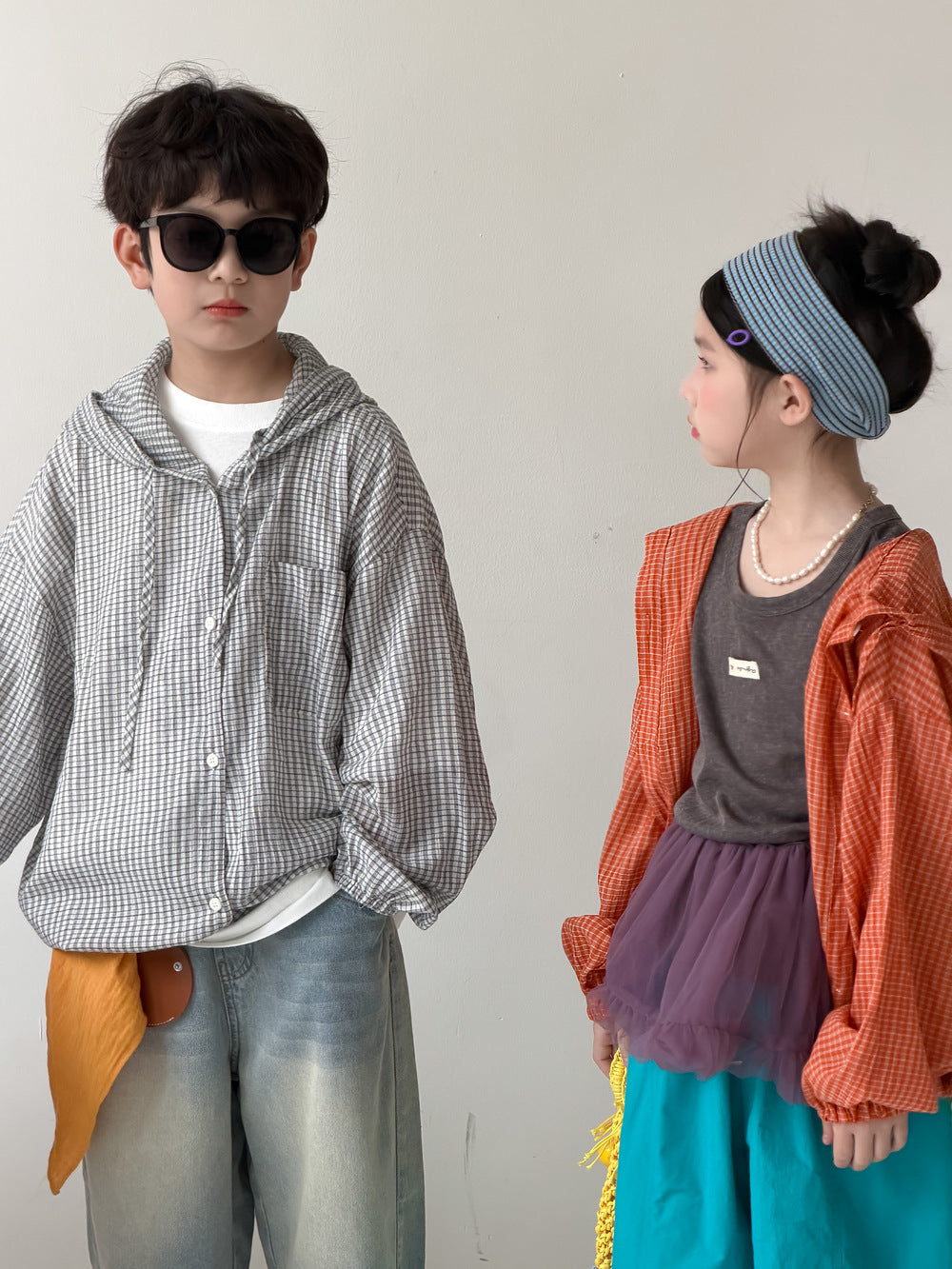 Kids' Plaid Hooded Sun-Protection Jacket