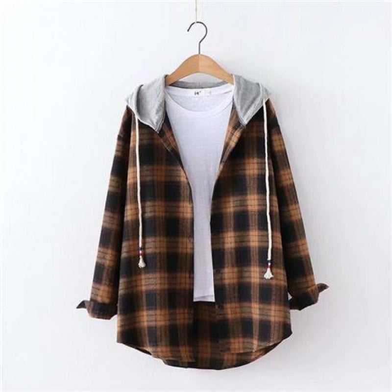 Plaid Flannel Hoodie Shirt