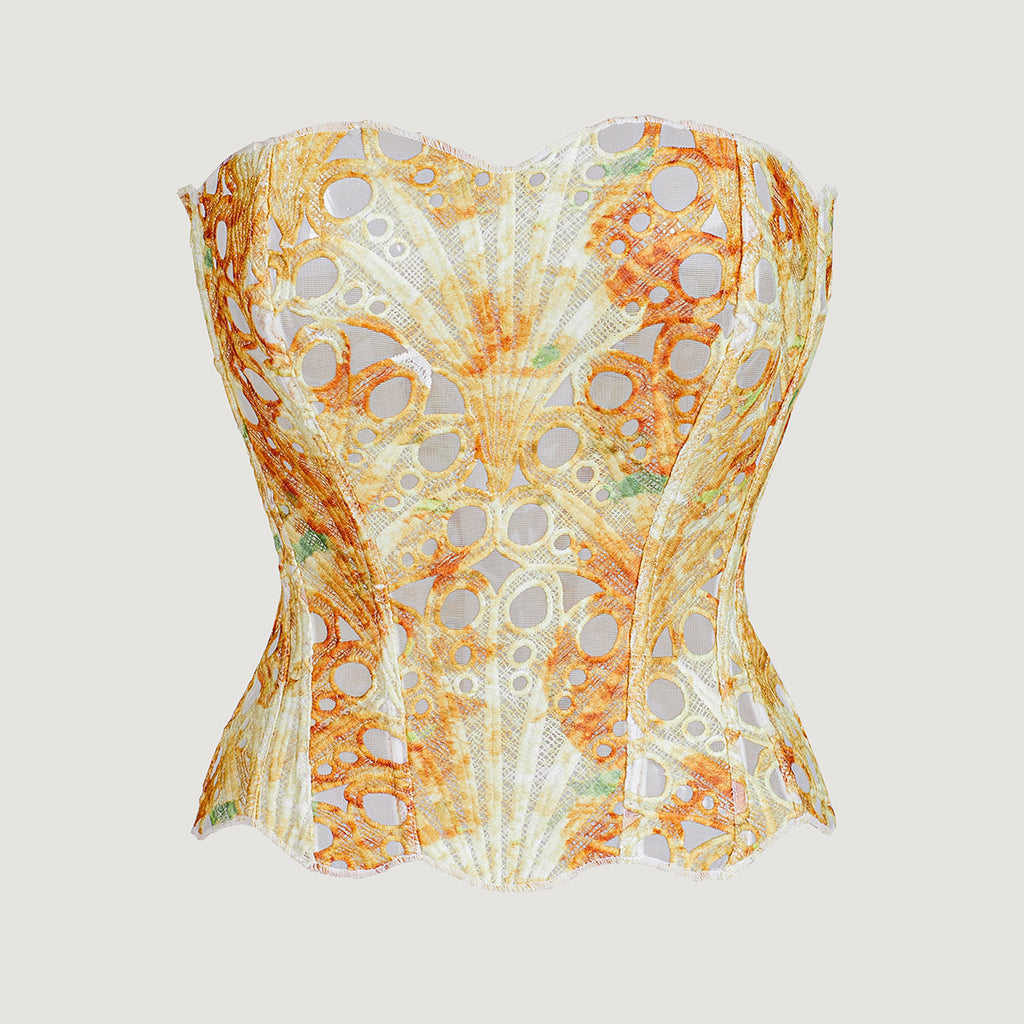 Irregular Lace Boned Corset Bustier