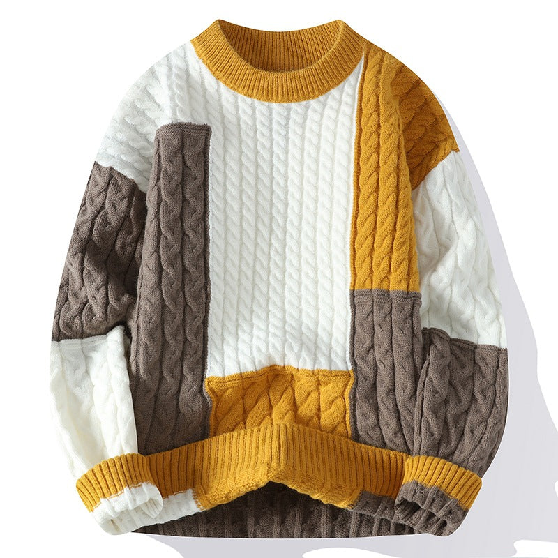 Men's thickened warm high-neck knitted sweater.
