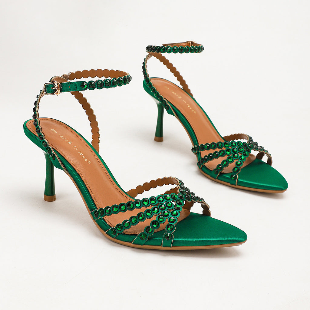 Satin Rhinestone Sandals