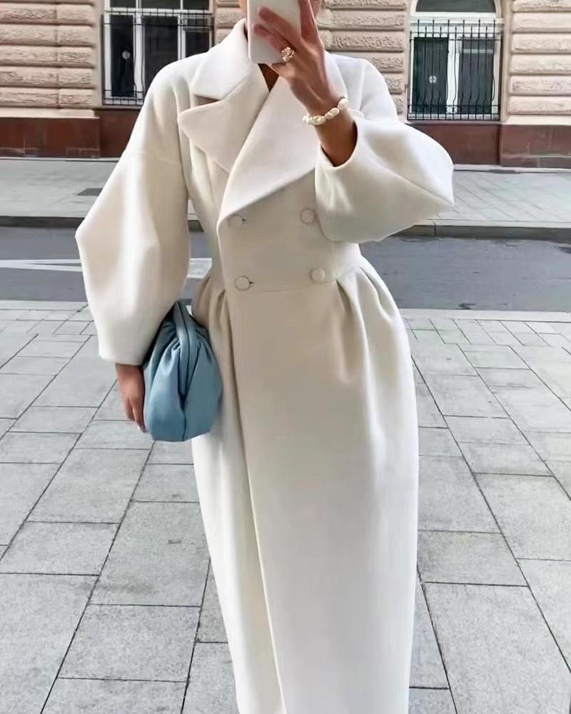 Elegant Double Breasted Long Coat