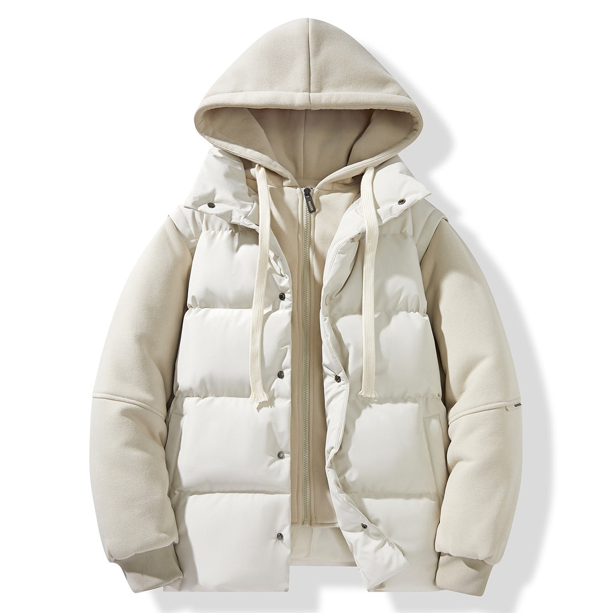 Layered Puffer Vest Hoodie