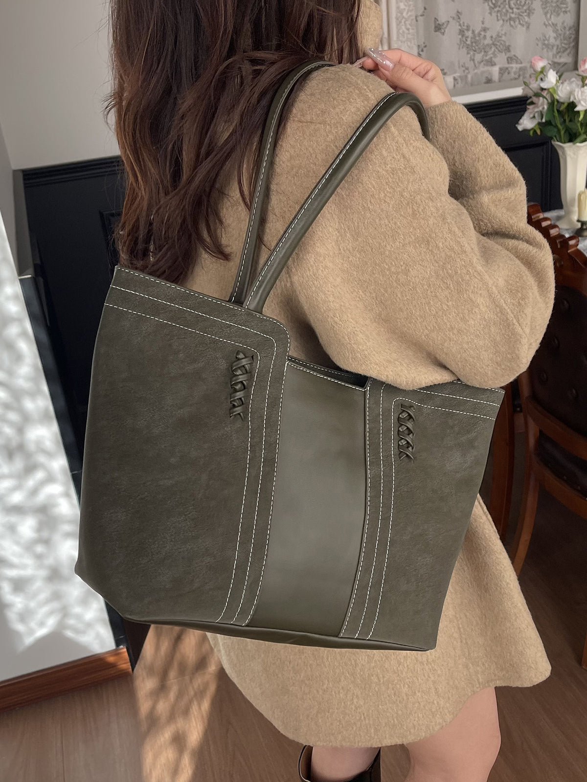 Suede-Look Shoulder Bag