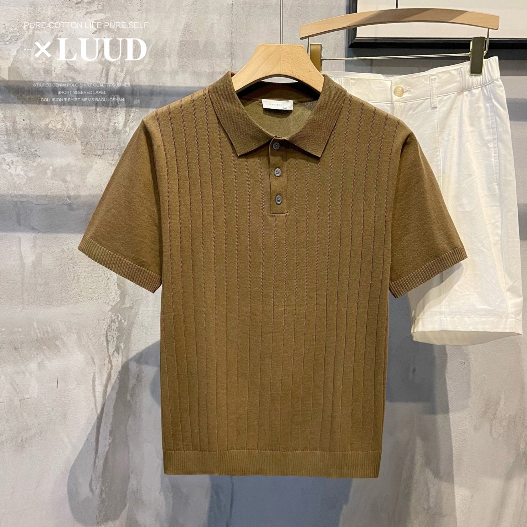 Knitted Ribbed Polo Shirt