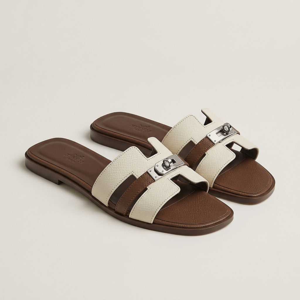 Lock-Buckle Slide Sandals