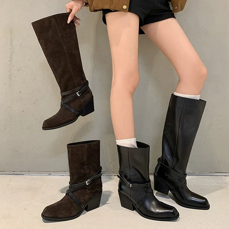 Lace-Up Block-Heel Boots
