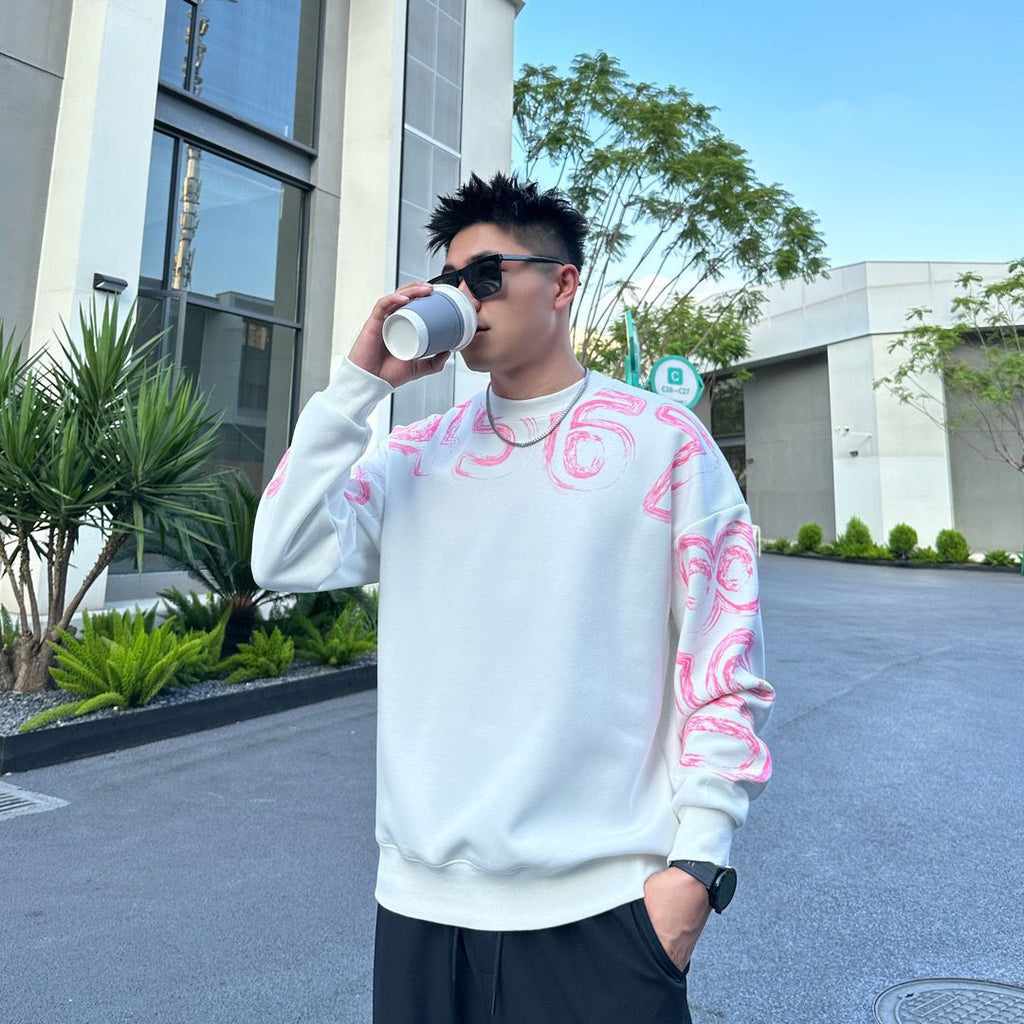 Abstract Numeric Graphic Sweatshirt