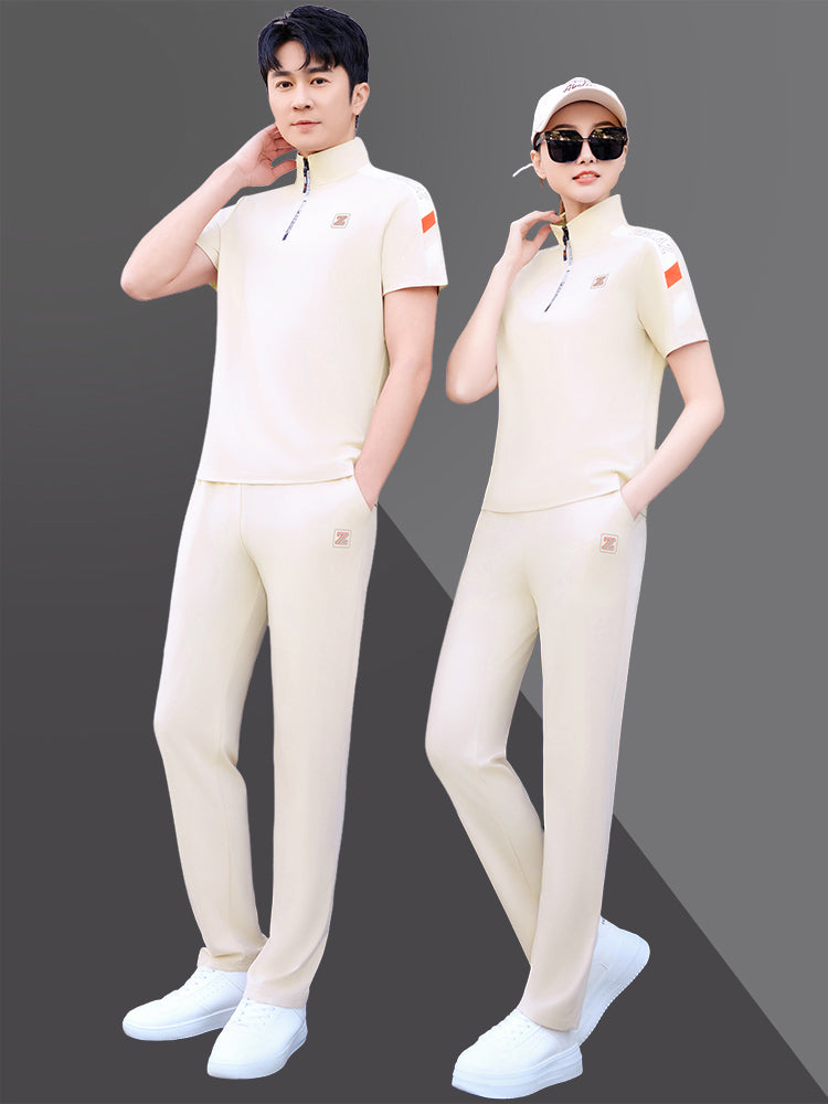 Sport-Stripe Zip Polo Set