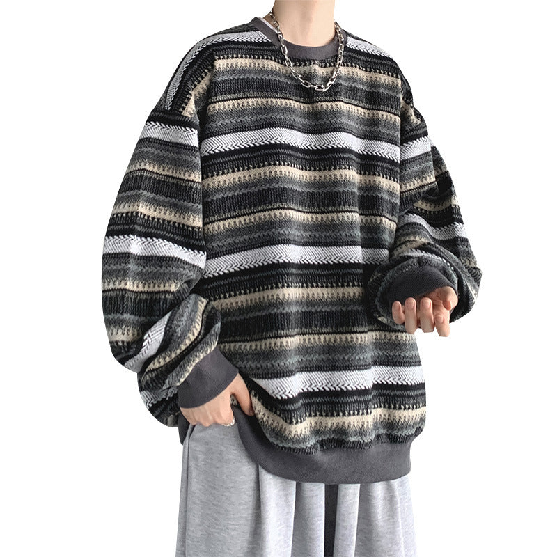 Retro Striped Oversized Pullover