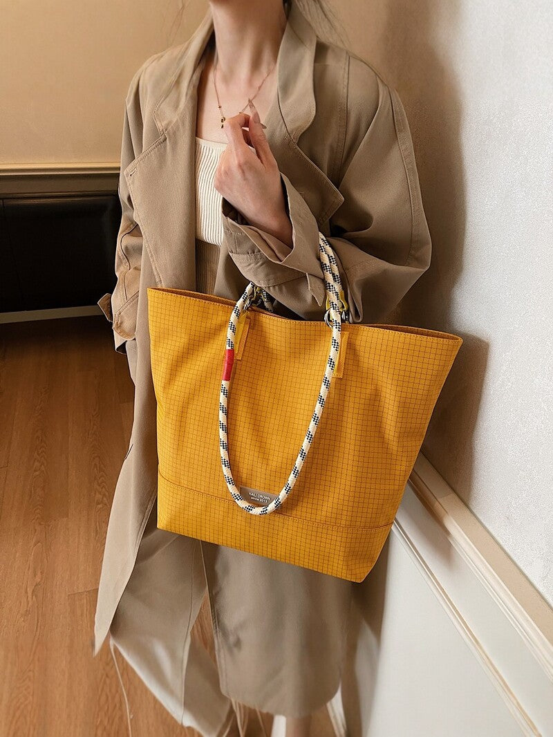 yellow canvas tote bag