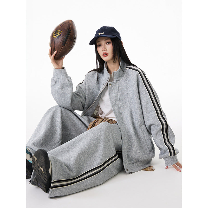 Sporty Retro Zip Tracksuit Set