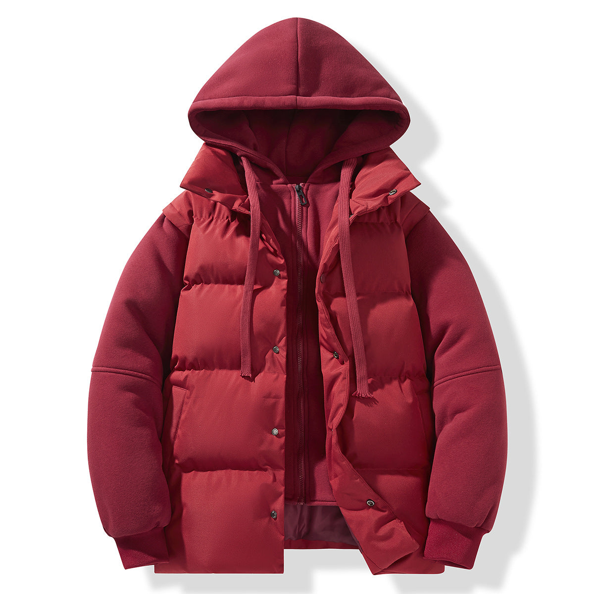 Layered Puffer Vest Hoodie