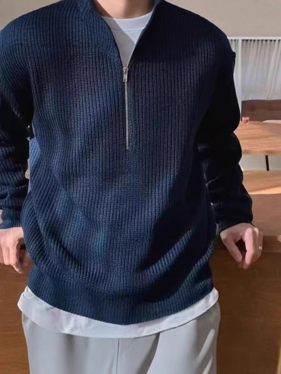 Ribbed Quarter-Zip Pullover