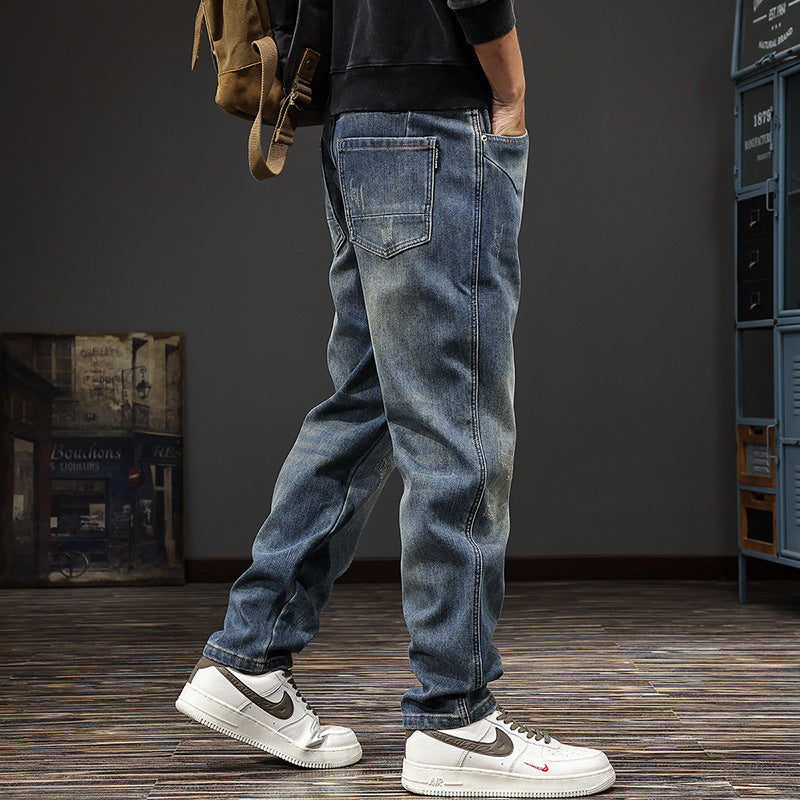 Fleece-Lined Relaxed Tapered Denim