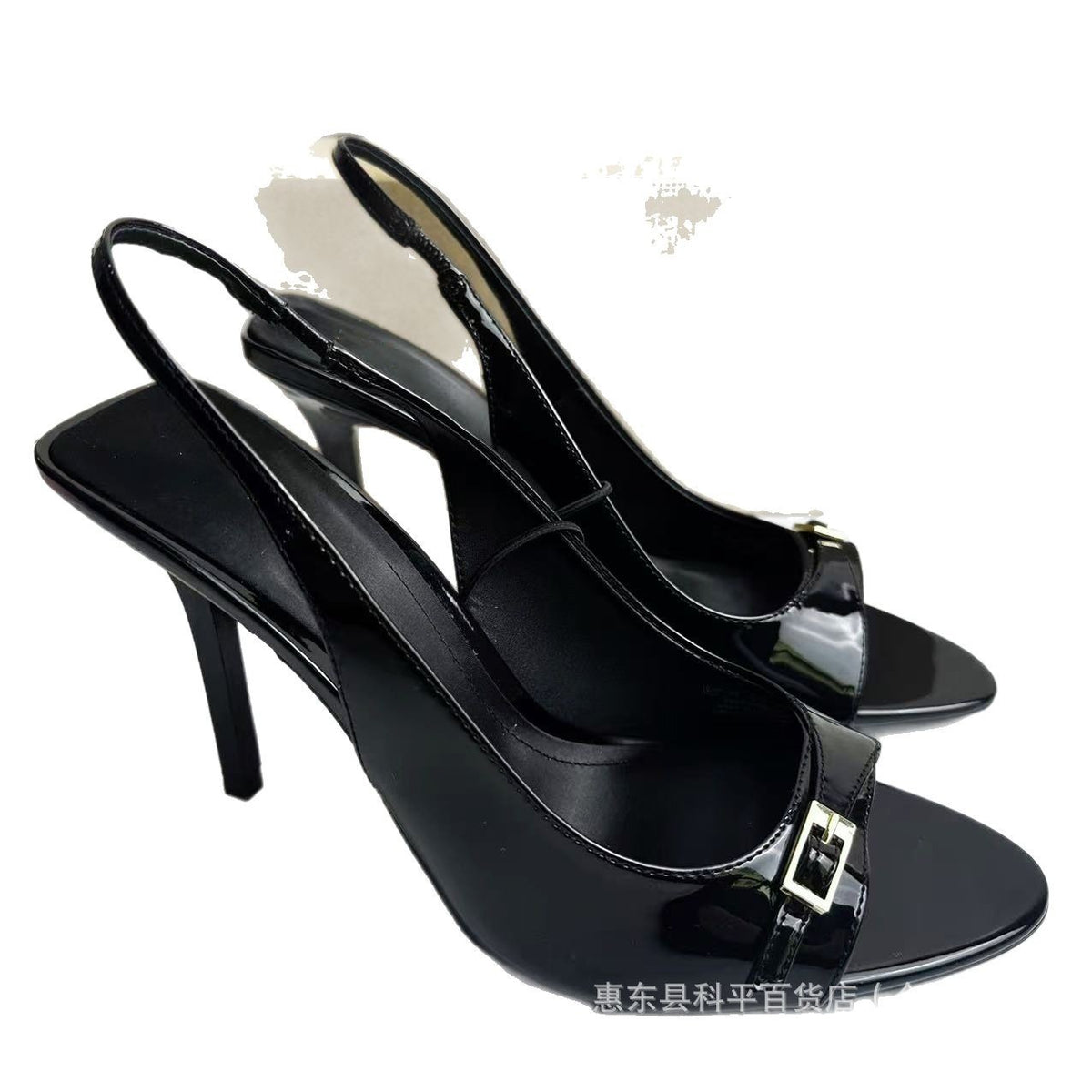 Glossy Buckle Slingback Heels – product view