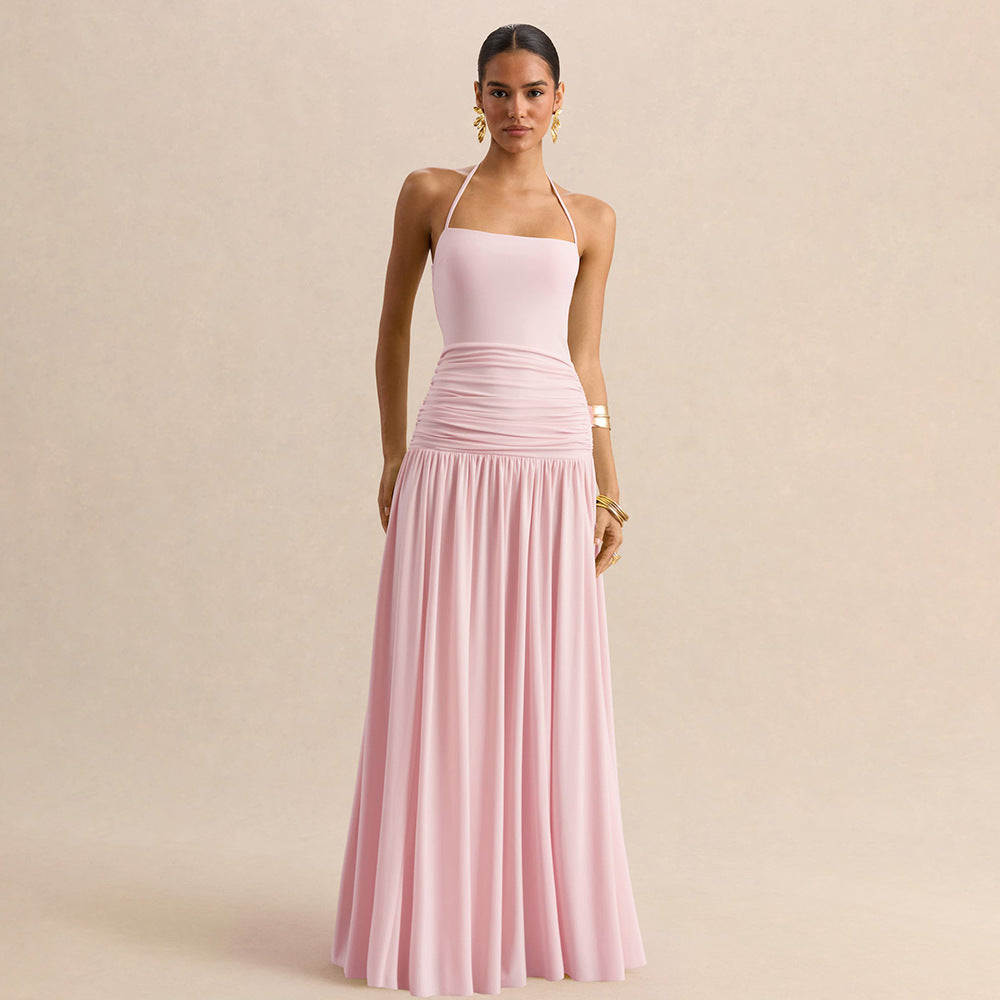 Strapless Pleated Maxi Dress