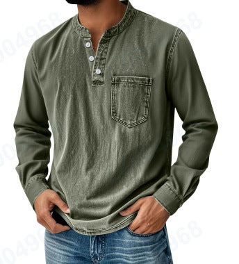 Three-Button Long Sleeve polo shirt