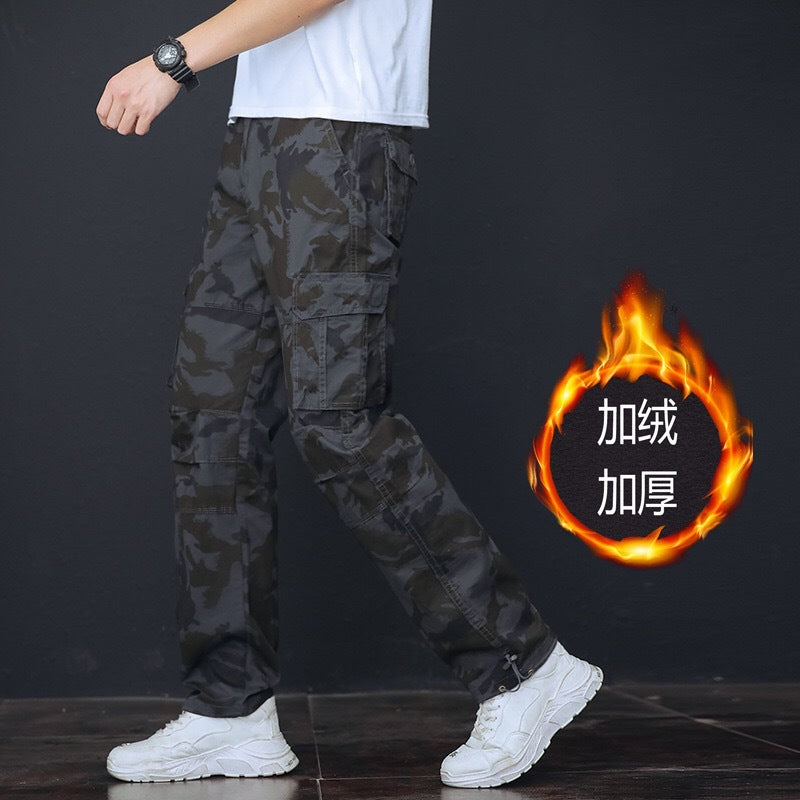 Spring/Autumn/Summer multi-pocket work pants for men, loose plus-size outdoor sports long pants, pure cotton workwear casual pants