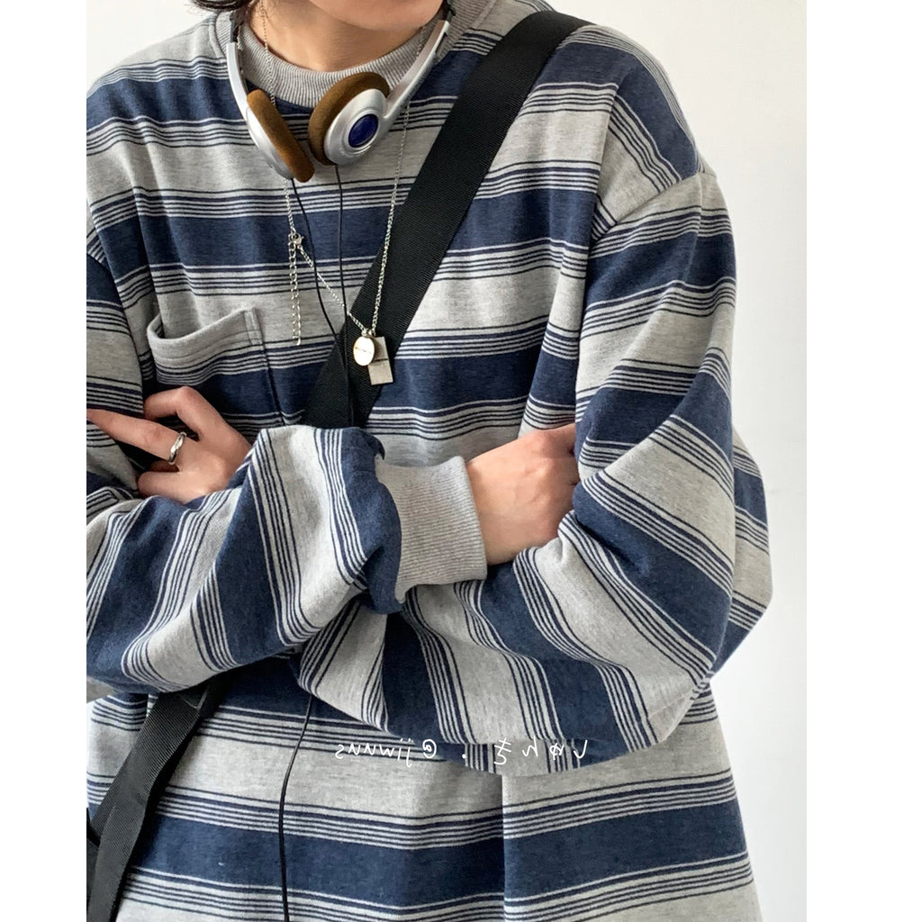 Oversized Nautical Stripe Sweatshirt