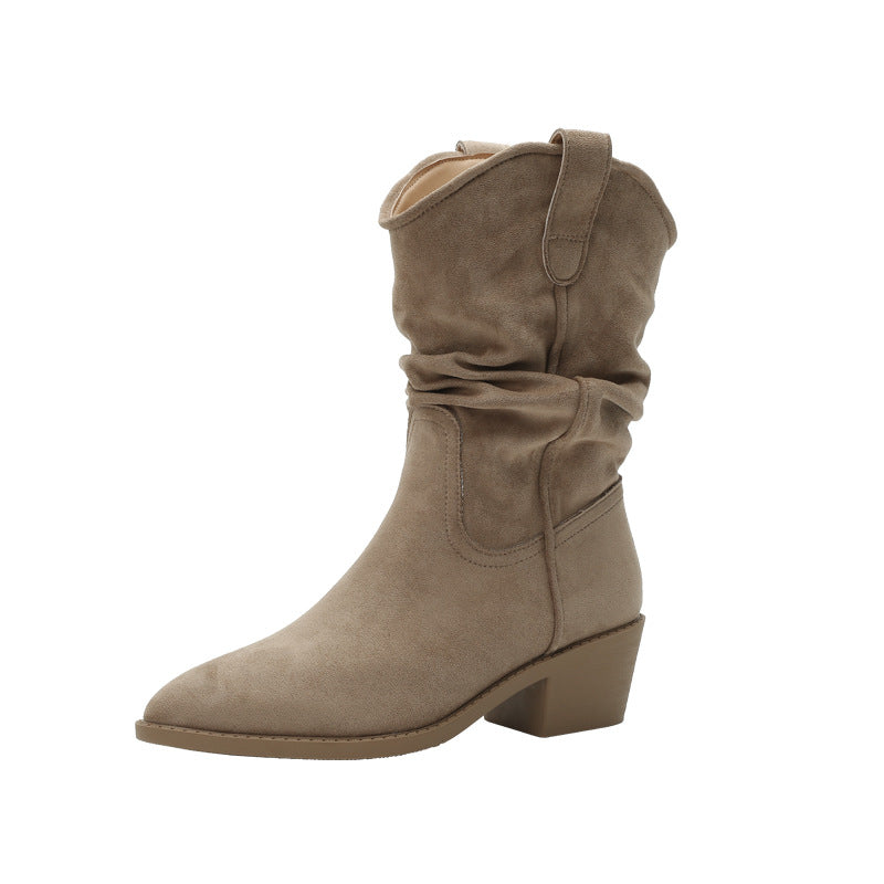 Vintage Mid-Calf Block-Heel Boots