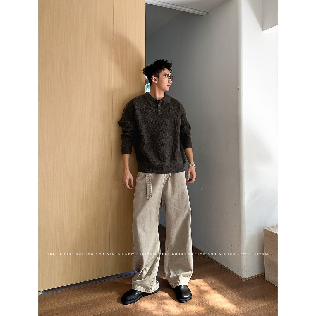 Old Money Knitted Polo Sweater