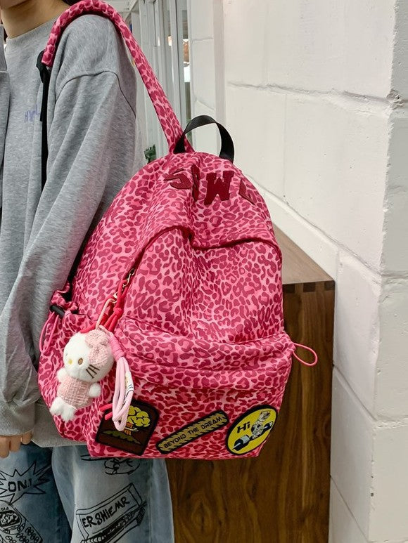 Leopard Print Patch Backpack