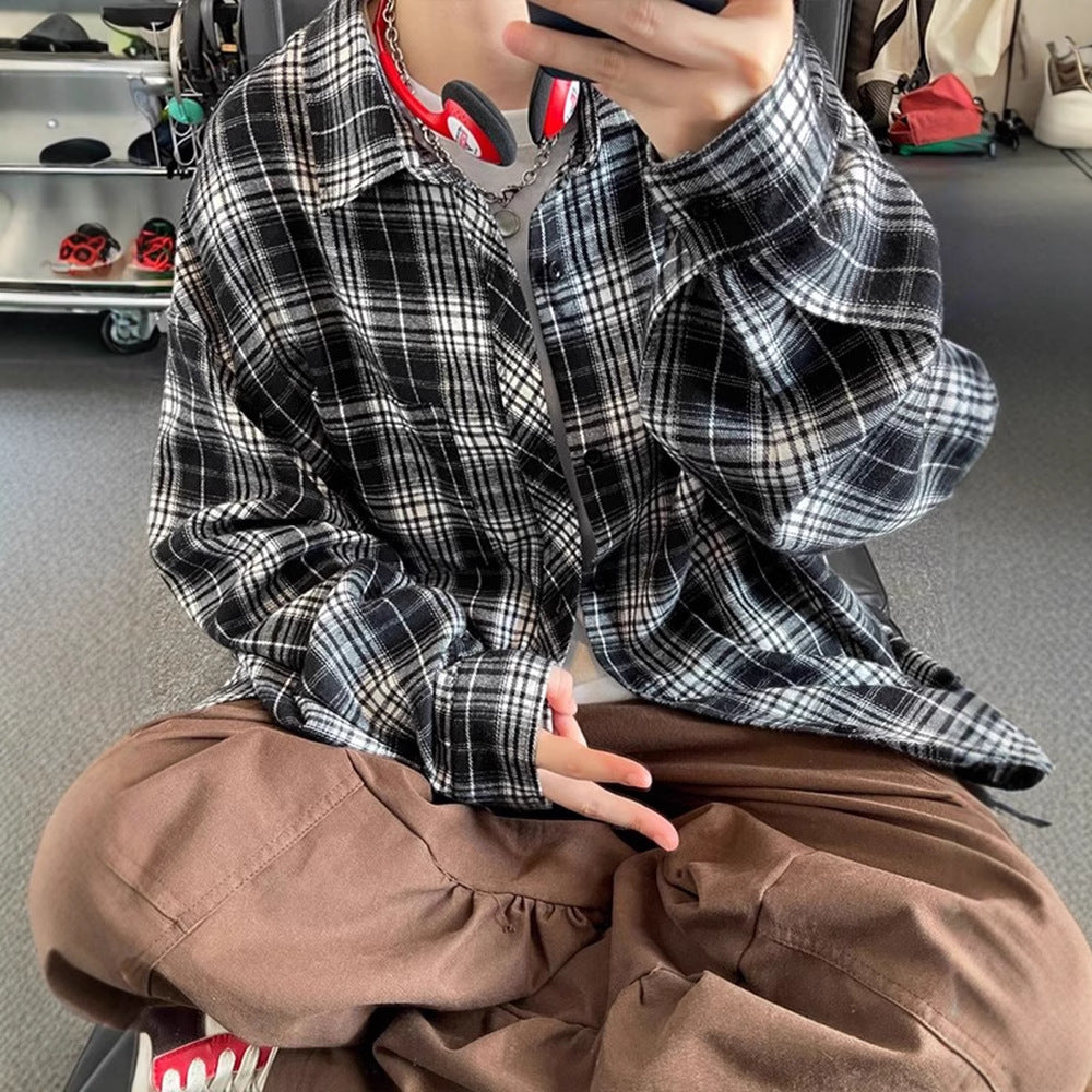 Plaid Loose-Fit Casual Shirt Jacket