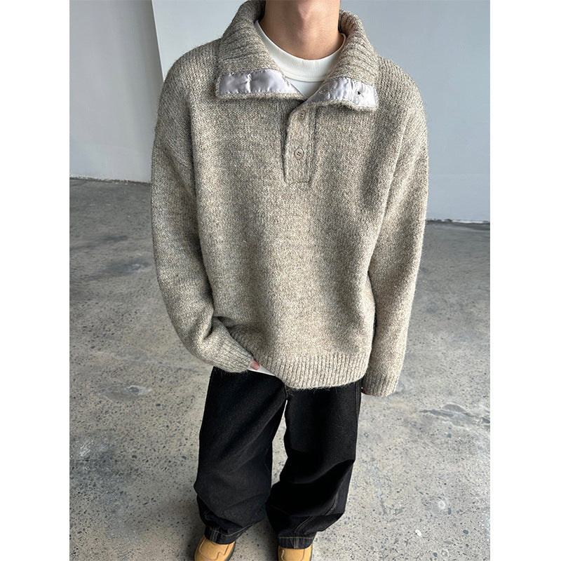 Oversized Half-Button Knit Pullover