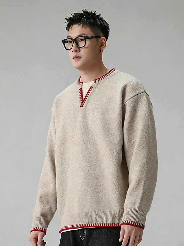 Urban Notch-Neck Knit Sweater