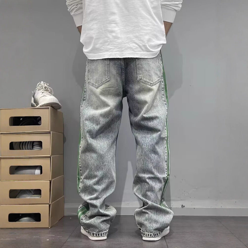 Retro Side Stripe Straight Leg Jeans