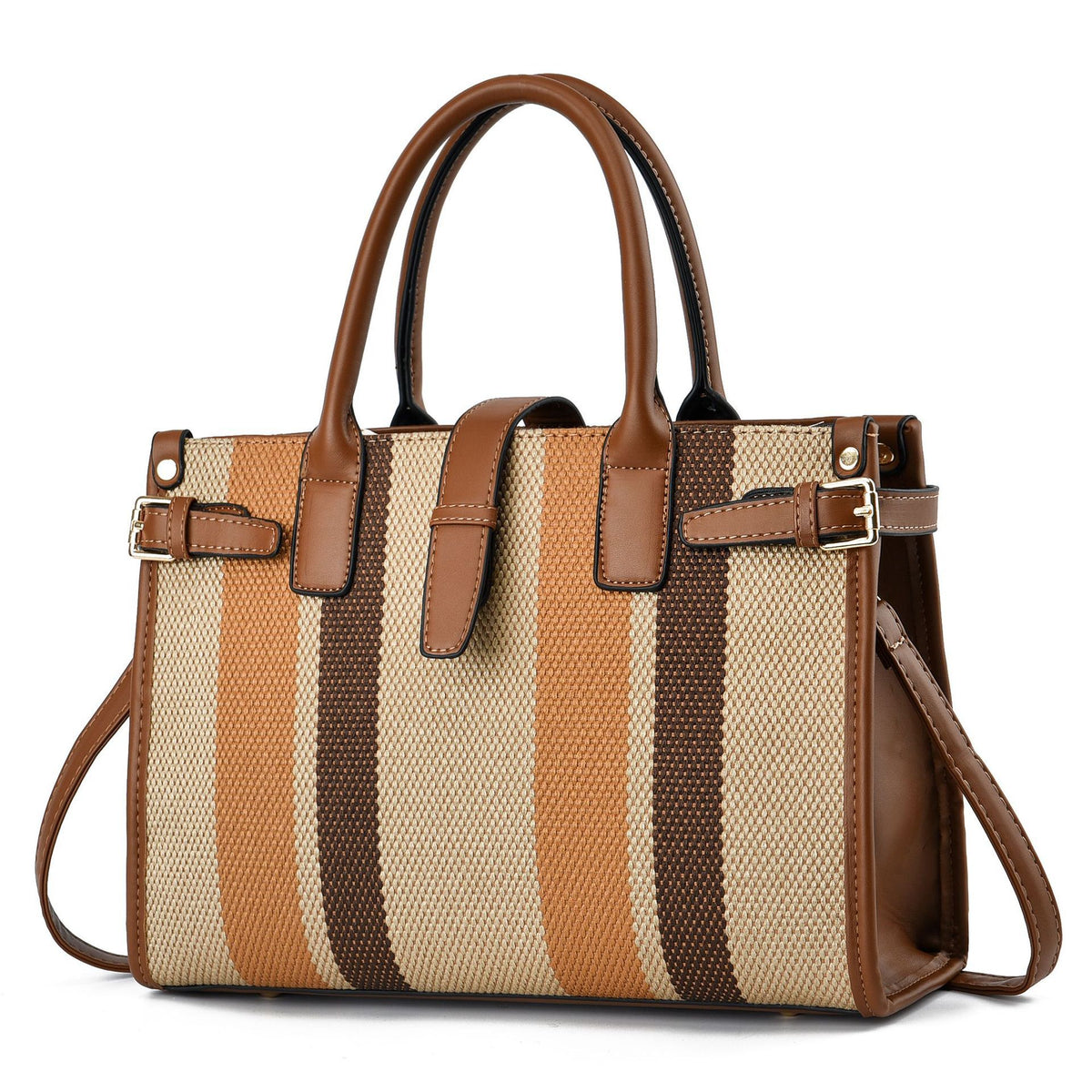 Striped Belted Tote Bag