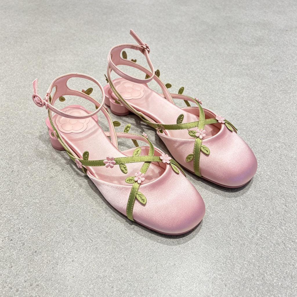 Floral Satin Mary Janes