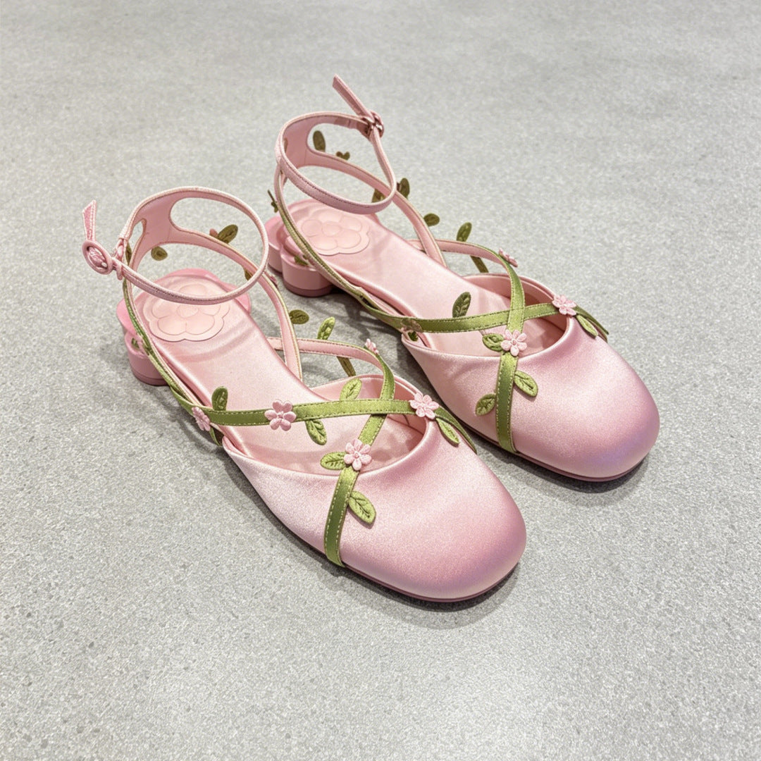 Floral Satin Mary Janes