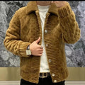 Plush Cable-Knit Cardigan Jacket
